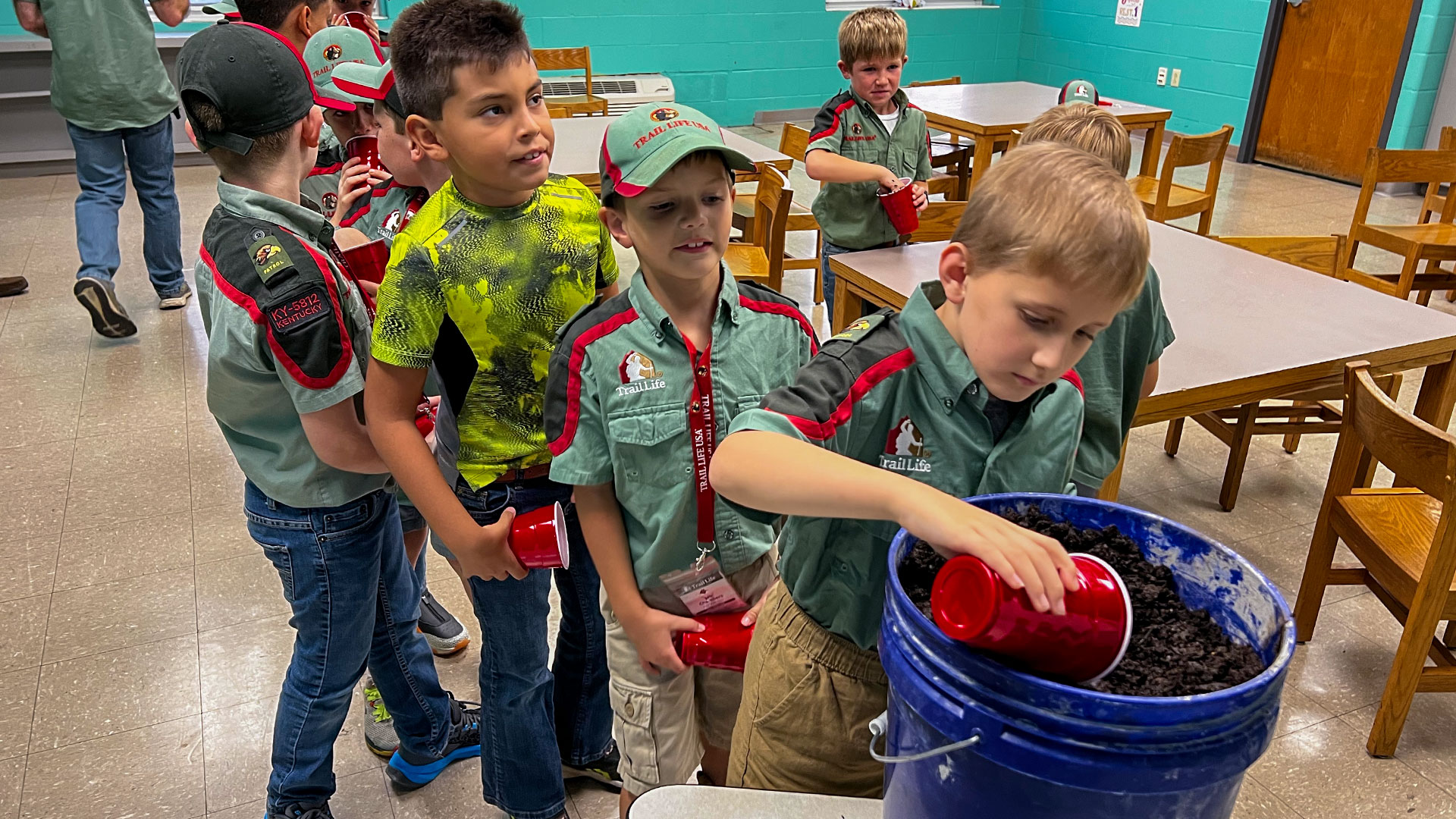 A photo of Trail Life troops at Restoration House Family Worship Center church in Kentucky